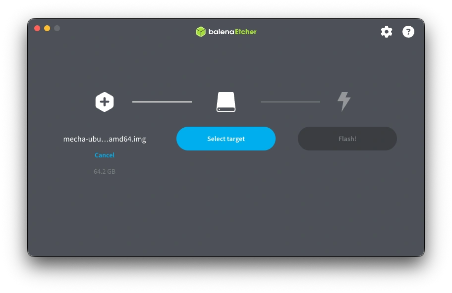 balenaEtcher에 불러온 Ubuntu 이미지 파일