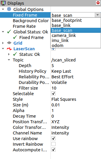 Rviz Fixed Frame 예시